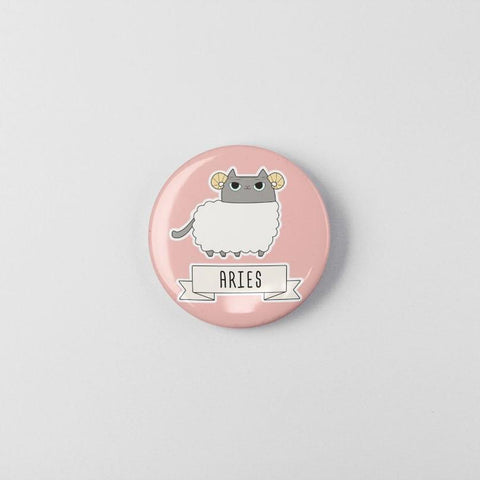 Aries Cat Pin, 1.25", Pink