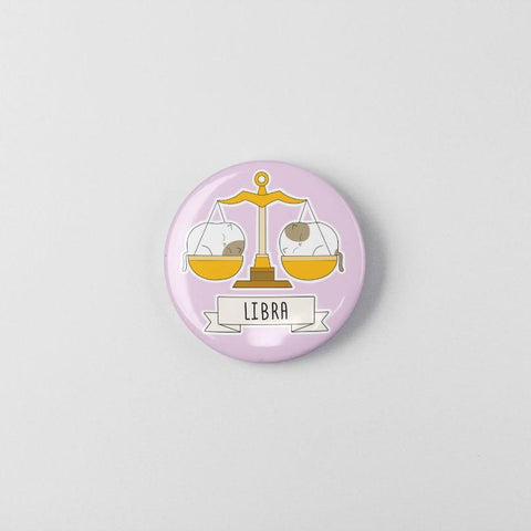 Libra Cat Pin, 1.25", Pink