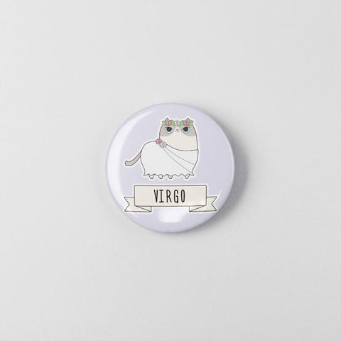 Virgo Cat Pin, 1.25", Lilac