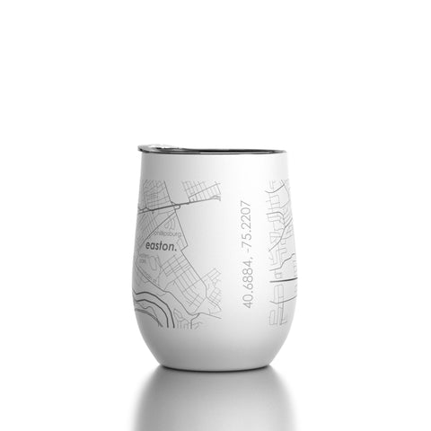 Easton Map Insulated Wine Tumbler, White