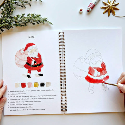 Christmas Watercolor Workbook, 7"x9", Multi